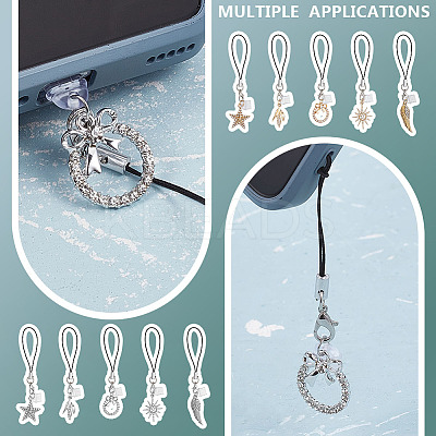 Alloy with Crystal Rhinestone Pendant Mobile Straps HJEW-OC00035-1