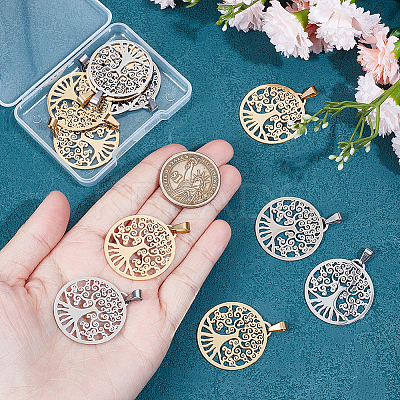 12Pcs 2 Colors 201 Stainless Steel Pendants STAS-UN0053-69-1