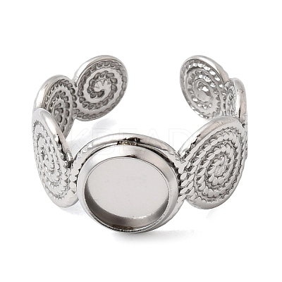 Spiral 304 Stainless Steel Cuff Ring Components STAS-P454-02A-P-1