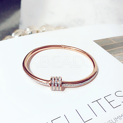304 Stainless Steel Crystal Rhinestone Bangles for Women FS-WG476C1-01-1