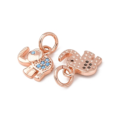 Brass Micro Pave Cubic Zirconia Pendants ZIRC-E124-68RG-1-1