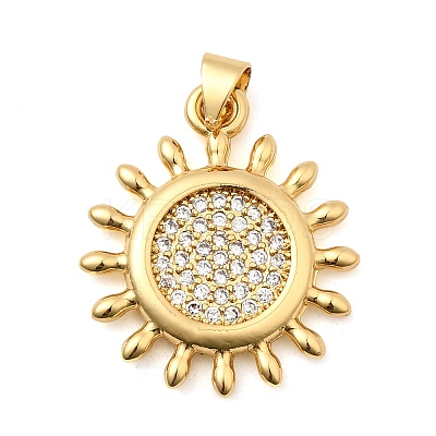 Brass Micro Pave Clear Cubic Zirconia Pendants KK-I360-053G-1