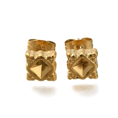 Ion Plating(IP) 304 Stainless Steel Rhombus Stud Earrings for Women EJEW-M028-06G-1