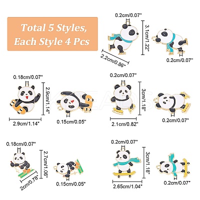 20pcs 5 Style Rack Plating Alloy Enamel Pendants ENAM-NB0001-87-1