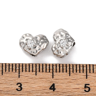 Brass Micro Pave Clear Cubic Zirconia Beads KK-U042-05G-1-1