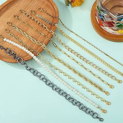 8Pcs 304 Stainless Steel & Brass & Aluminium  Baseball Cap Chain HJEW-SW00145-1