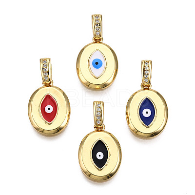 Brass Micro Pave Clear Cubic Zirconia Pendants KK-N227-141-1