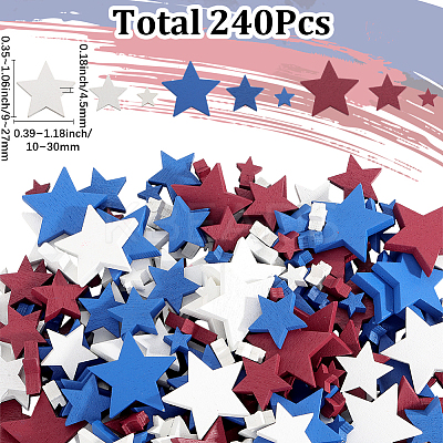 240Pcs Wooden Five-pointed Stars Display Decoration DIY-SP0004-01-1