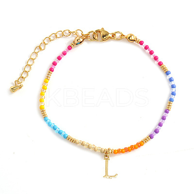 Brass Letter Charm Bracelets FM8278-12-1