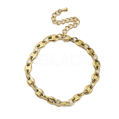 304 Stainless Steel Coffee Bean Chain Bracelets for Men Women BJEW-G725-06G-1