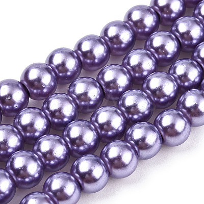 Baking Paint Pearlized Glass Pearl Round Bead Strands HY-Q003-6mm-27A-1