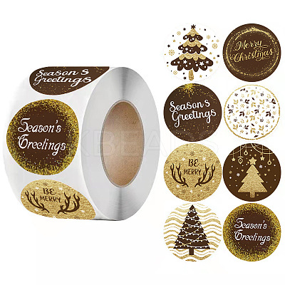 500Pcs Christmas Theme Round Stickers LS-AJEW-S090-04F-1