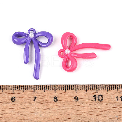 Rack Plating Spray Painted Alloy and ABS Imitation Pearl Pendants X-PALLOY-T090-44-1
