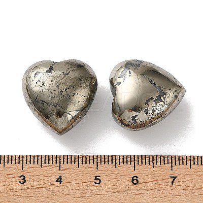 Natural Pyrite and Quartz Heart Palm Stones G-Z122-02-1