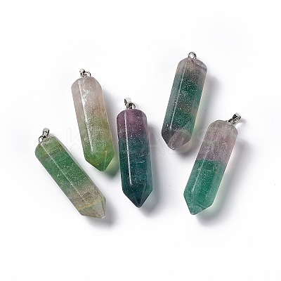 Natural Fluorite Double Terminated Pointed Pendants G-G926-01P-13-1