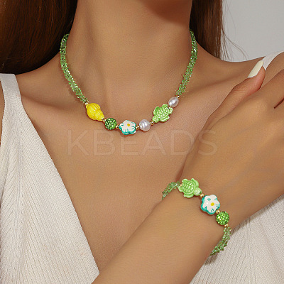 Alloy & Rhinestone & Glass & Porcelain & Plastic Pearl Beaded Necklaces & Beaded Bracelets FS-WG8B806-15-1