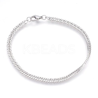 Tarnish Resistant 304 Stainless Steel Curb Chain Bracelets BJEW-P235-12P-1