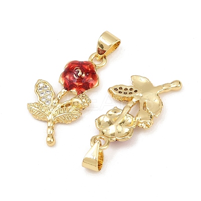 Brass Enamel Cubic Zirconia Pendants KK-L251-27G-1
