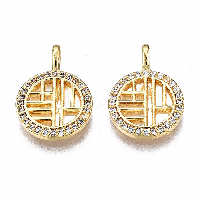Brass Micro Pave Clear Cubic Zirconia Pendants KK-Q277-010-NF-1