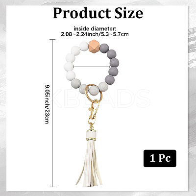 1Pcs Silicone Round Beaded Keychain Wristlet AJEW-CL0001-11A-1