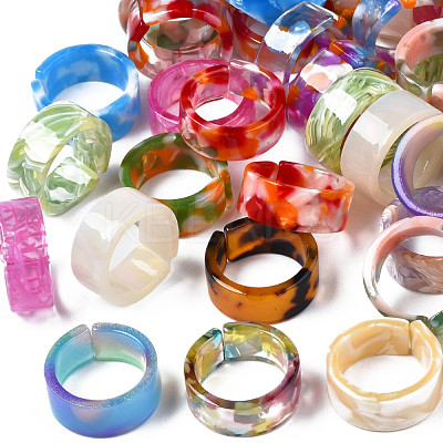 Resin Wide Band Cuff Ring RJEW-T022-013-1