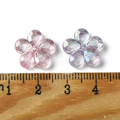 UV Plating Iridescent Transparent Acrylic Beads OACR-O006-07B-1
