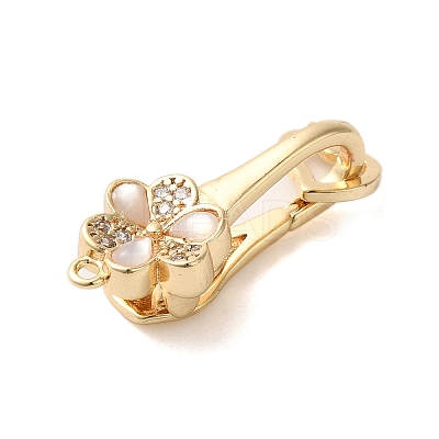 Brass Micro Pave Clear Cubic Zirconia Fold Over Clasps KK-S382-13G-01-1