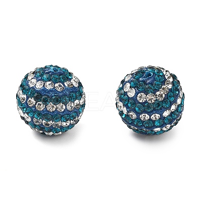 Stripe Pattern Polymer Clay Rhinestone Beads CLAY-NH0001-01E-1
