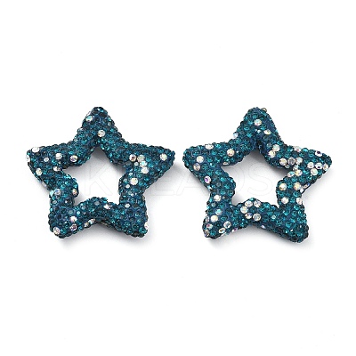 Star Shape Polymer Clay Rhinestone Beads CLAY-NH0001-06J-1