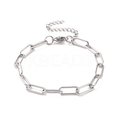 Tarnish Resistant 304 Stainless Steel Paperclip Chain Bracelet for Men Women BJEW-E031-03P-03-1