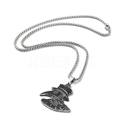 201 Stainless Steel Enamel Pendant Necklace NJEW-K253-17P-1