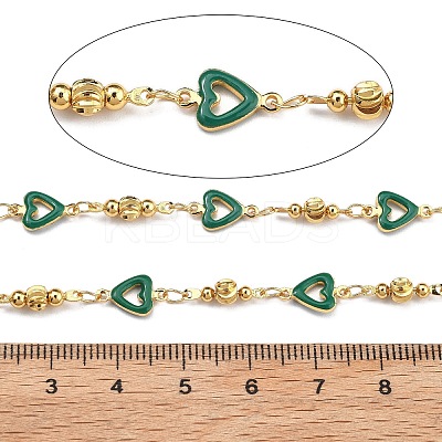 Brass Heart Link Chains KK-D368-03G-J-1