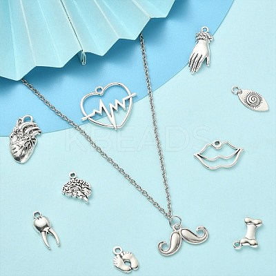 100Pcs 10 Styles Tibetan Style Alloy Charms TIBEP-CJ0002-51-1