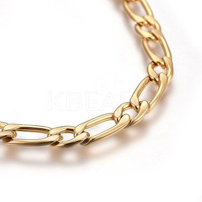 Ion Plating(IP) 304 Stainless Steel Figaro Chain Bracelets BJEW-L637-04A-G-1