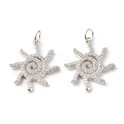 Brass Micro Pave Clear Cubic Zirconia Pendants ZIRC-P094-23P-RS-1