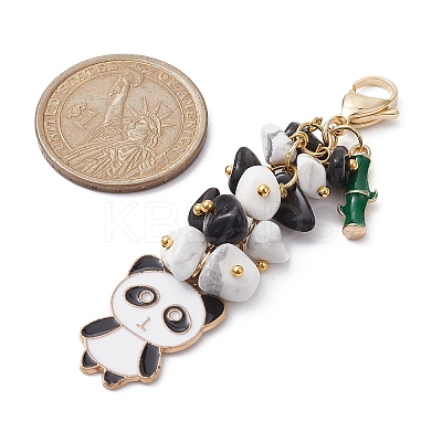 Panda Alloy Enamel Pendant Decorations HJEW-JM01275-04-1