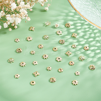 100Pcs 10 Style Brass Bead Caps FIND-PH0005-43-1