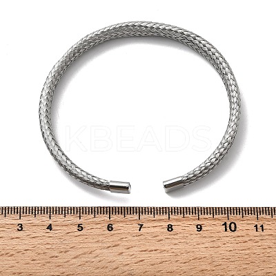 Braided 304 Stainless Steel Cuff Bangles for Women BJEW-A067-08P-1
