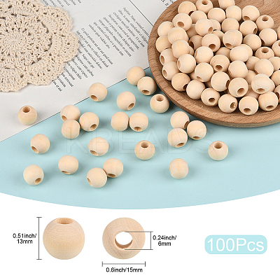 Natural Unfinished Wood Beads WOOD-PA0001-16C-1