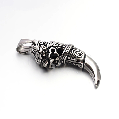Vintage 304 Stainless Steel Dragon Tusk Big Pendants STAS-F011-36A-1