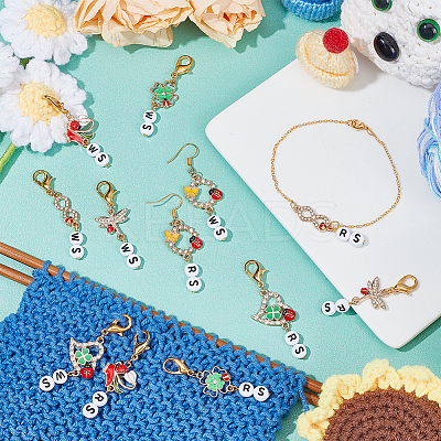 Alloy Enamel Ladybird Theme Pendant Locking Stitch Markers HJEW-AB00087-1