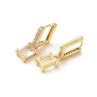 Rectangle Real 18K Gold Plated Brass Dangle Hoop Earrings EJEW-L268-027G-04-1