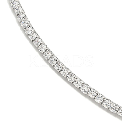 Rack Plating Brass Pave Clear Cubic Zirconia Round Ball Choker Necklaces NJEW-A031-02-02P-1