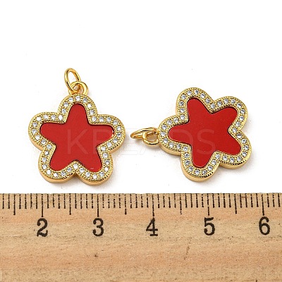 Brass Micro Pave Cubic Zirconia with Synthetic Turquoise Pendants KK-K356-24D-G-1