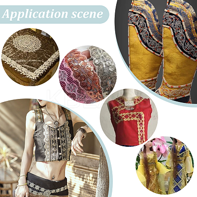 Ethnic Embroidered Polyester Sequins Trim Ribbon OCOR-WH0070-136A-1