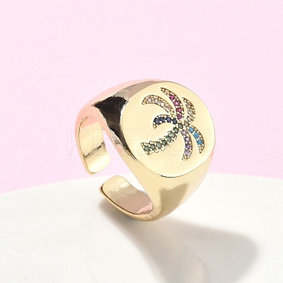 Brass Micro Pave Cubic Zirconia Adjustable Cuff Rings RJEW-C131-05G-1
