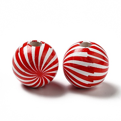 Christmas Theme Printed Natural Wooden Beads WOOD-L020-A03-1
