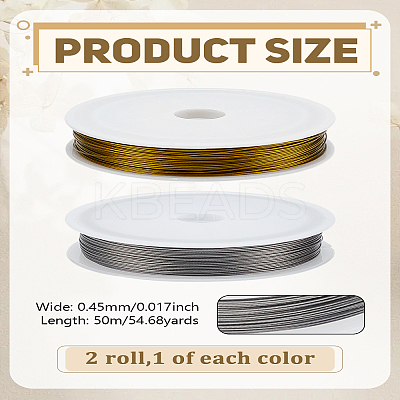 2 Rolls 2 Colors Tiger Tail Craft Wire TWIR-LP0001-07B-1