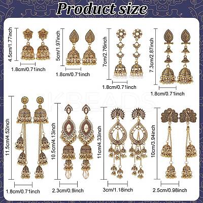 8 Pairs 8 Style Zinc Alloy Dangle Stud Earrings for Women EJEW-AN0003-16-1