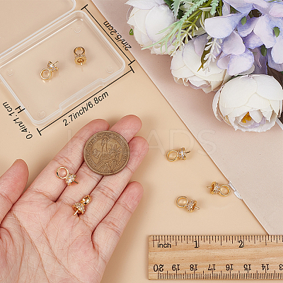 10Pcs Brass Micro Pave Cubic Zirconia Cup Pearl Peg Bails Pin Pendants KK-BBC0008-98-1